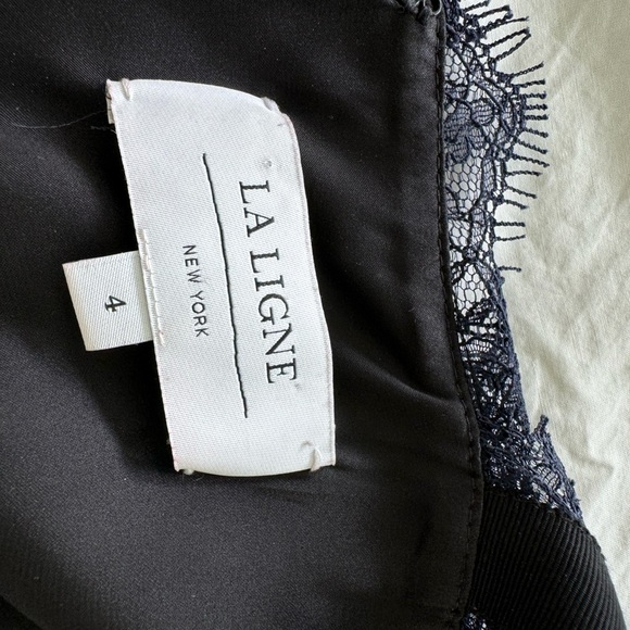 La Ligne Maggie Lace-trimmed Silk-georgette Maxi Dress In Midnight Blue - Picture 6 of 12